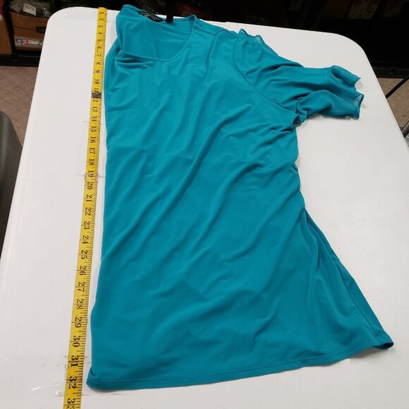 Susan Graver Womens Every Day Liquid Knit Top Size 3X Blue Ruffle Stretch Mature - Picture 13 of 15